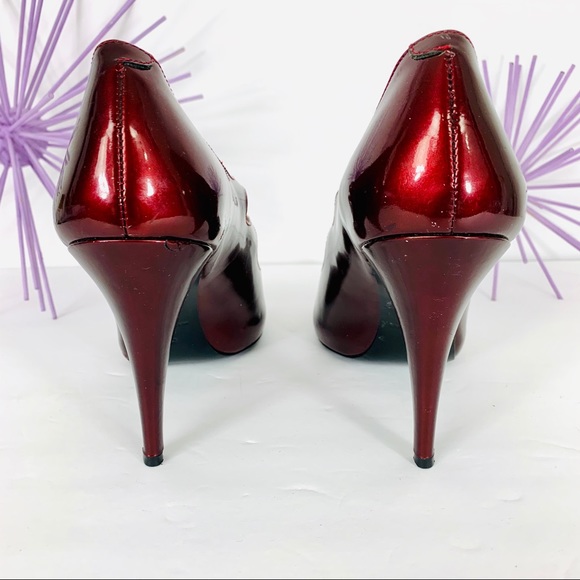 Via Spiga / Patent Wine Color Peep-toe Heel - Picture 5 of 8